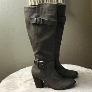 Knee High Taupe/Grey Wide Calf Boots